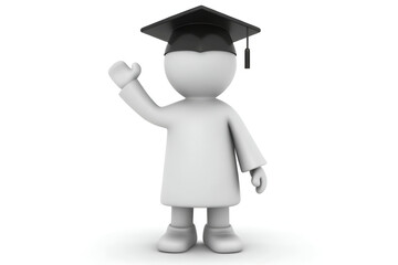 3d graduate person waving 