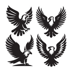 Obraz premium Black Eagle Icons Vector Set