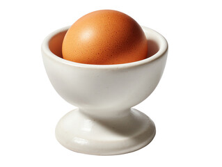 Egg in a white egg cup, white isolate background