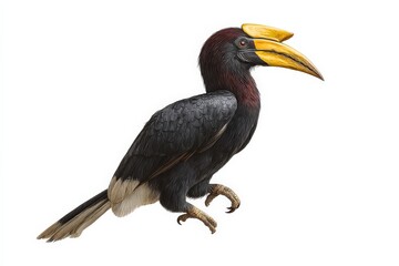 Fototapeta premium Rufous-necked Hornbill: A striking illustration of this unique bird.
