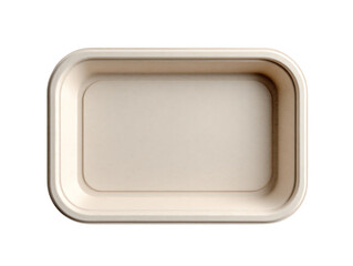 Empty rectangular food container, top view, isolated on a white background.
