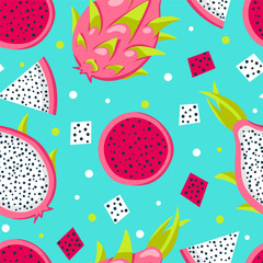 seamless pattern with dragon fruit