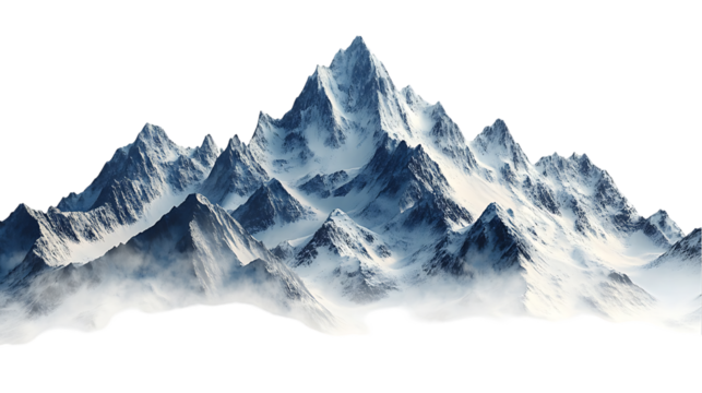 Stunning, digitally rendered image of a vast snow-covered mountain range, perfect for use as a background or illustration.