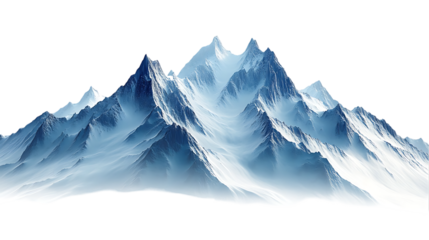 Digitally created, detailed depiction of a large snow-covered mountain range, showcasing icy peaks and a sense of great height.