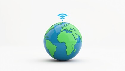 Fototapeta premium Globe with Wi-Fi symbol representing global connectivity.