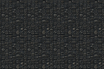 Seamless Dark Stone Texture with Ancient Egyptian Hieroglyphs
