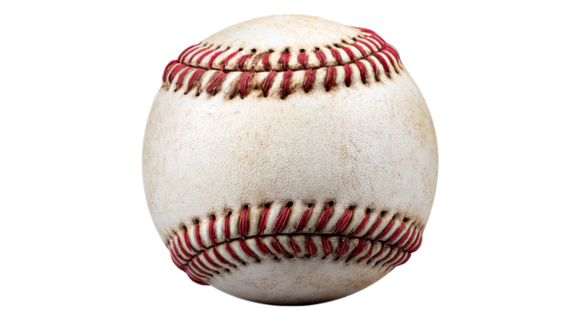 Classic baseball with red stitching on a transparent background