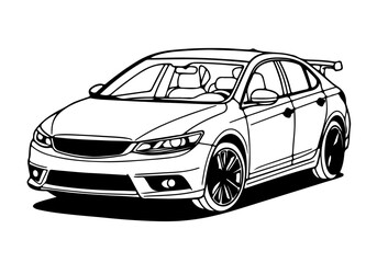 Black and White Line Art Illustration