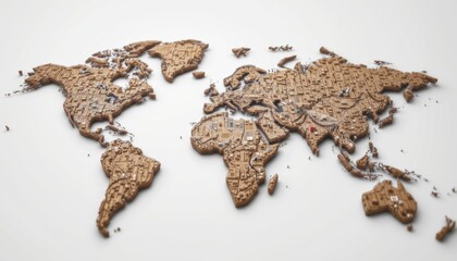 Obraz premium 3D map of the world made from intricate wooden patterns.