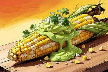 Wasabi Guacamole Elote (Mexican Street Corn Remix)