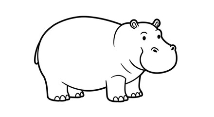 Cartoon hippo illustration outline
