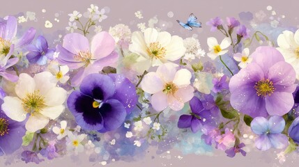 Obraz premium Beautiful Floral Arrangement with Purple and White Flowers on a Soft Background