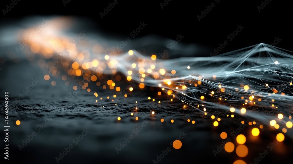 Poster futuristic data stream vector background data transfer technology cyberpunk technology