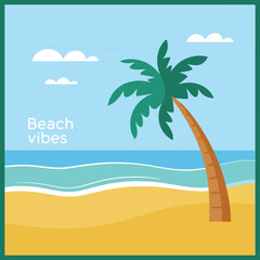 National Beach Day Vector Set – Solid Color Illustrations of Beach Scenes, Typography Quotes, Summer Elements like Palm Trees, Surfboards, Sandcastles, Sun, Waves, Flip-Flops, and More