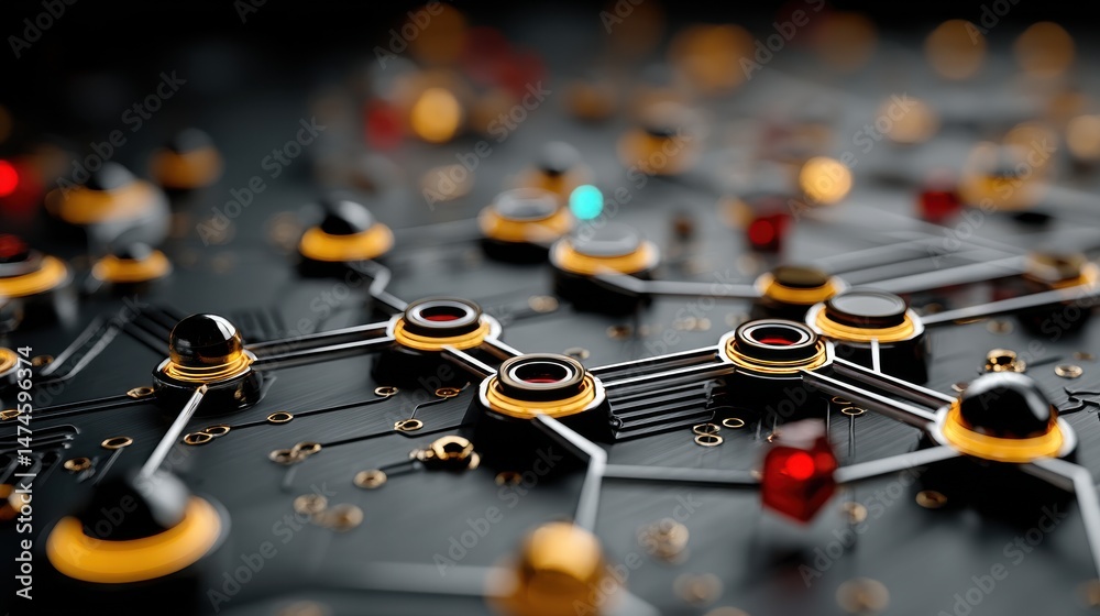 Poster geometric background and high tech circuit board connection system,stock photo