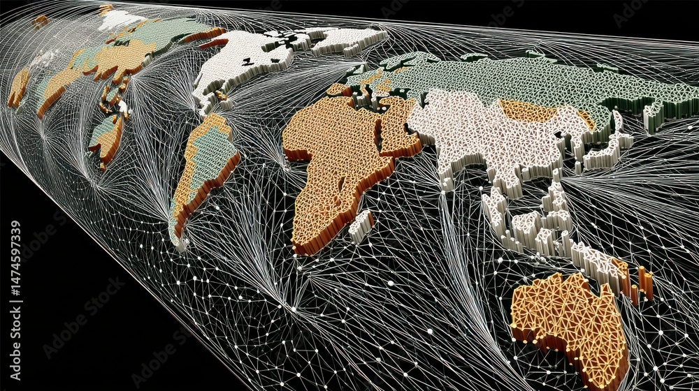 Poster global network connection world map point and line composition concept of global business vector illustration.stock image
