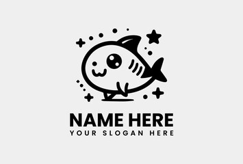 Detailed Cute Shark Silhouette. Playful Marine Motif Vector Logo