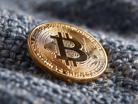 close-up de uma moeda Bitcoin dourada, simbolizando neg&oacute;cios, finan&ccedil;as digitais, criptomoedas e tecnologia blockchain. Ideal para temas de investimento, economia e inova&ccedil;&atilde;o financeira