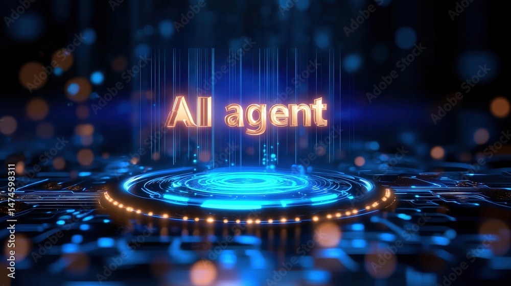 Poster Futuristic holographic text 