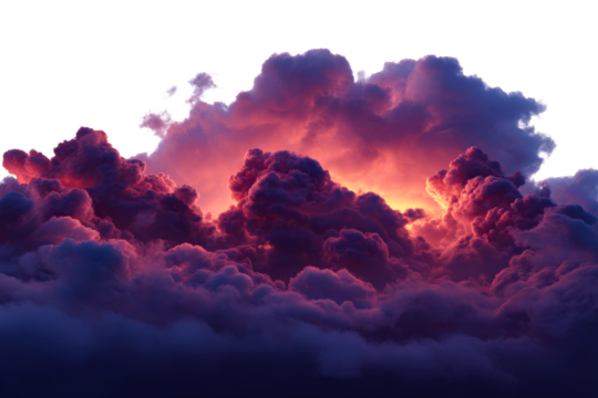 Majestic clouds at sunset illuminating the sky with colors