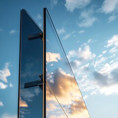 Solar panel and Wind Turbines on blue sky, clean energy sustainable for future