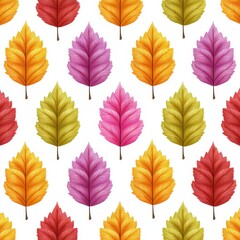 Vibrant Autumn Leaves Seamless Pattern Pixel Art Design