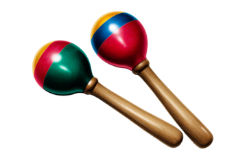 Colorful maracas on transparent background ready for celebration