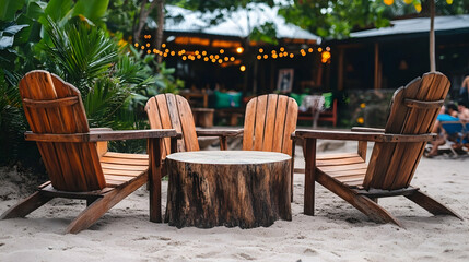 Obraz premium Tropical beach cafe chairs