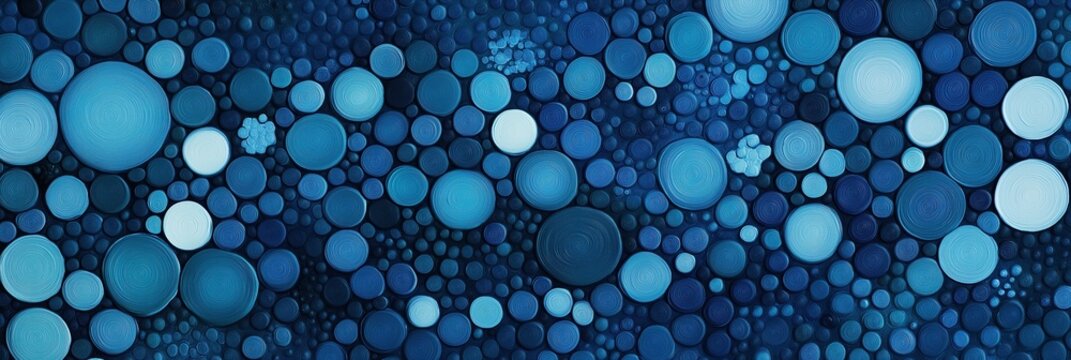 Abstract bubbles blue background with various sizes in circular shapes