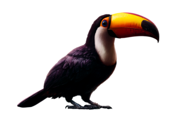 Colorful toucan standing on a transparent background