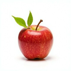red apple with leaf