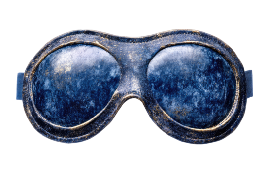 Distressed blue and gold aviator goggles