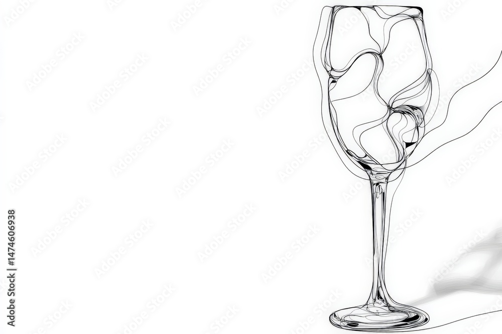 Aufkleber champagne glass with fluid lines creating an artistic representation, showcasing elegance and design