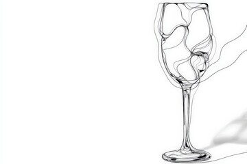 Champagne glass with fluid lines creating an artistic representation, showcasing elegance and design