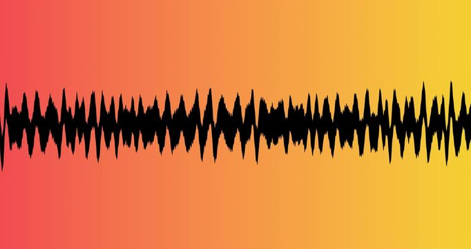 Vid&eacute;o en boucle d'ondes noires 2d anim&eacute;es avec fond en d&eacute;grad&eacute; orange et jaune