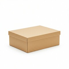 Empty kraft cardboard box isolated on white background.
