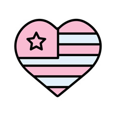 American Flag Heart Vector Icon