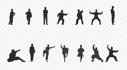 Vector silhouettes of people in dance and sport illustrate the evolution of human movement