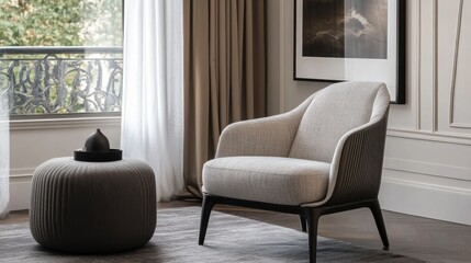 Elegant Home Corner with Chair and Pouf Blanket