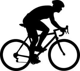 cyclist  silhouette  road bicycle  black and white.eps