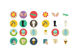 Flat Design Icon Collection: Lifestyle, Food, Fashion, and Hobbies