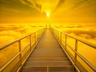 Fototapeta premium Surreal Ascending Ramp with Handrails: Abstract Architectural Photography