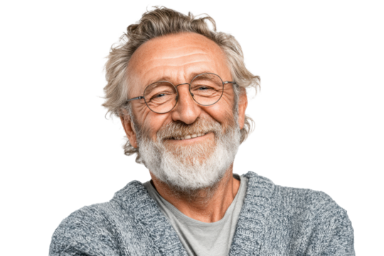 Smiling Elderly Man in Style – No Background