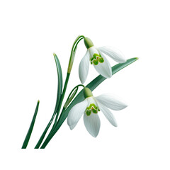 Delicate Snowdrop Flowers on Transparent Background