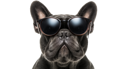 French bulldog wearing sunglasses with a stylish look