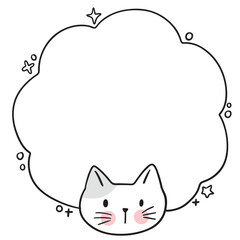 Cute and fun cartoon doodle cat lines text box.