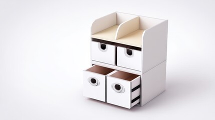 Obraz premium Modern Minimalist Storage Unit with Drawers for Organizing Home Office or Living Spaces