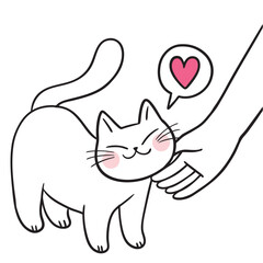 Cute cartoon lines of a fat cat with a funny face doodle.