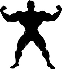 muscular man silhouette  heroic superhero pose  dr (1).eps