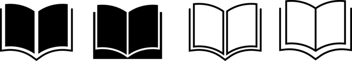 Open book icon set. read mode sign. Education Learning icons. Textbook symbol. journal literature business signs
